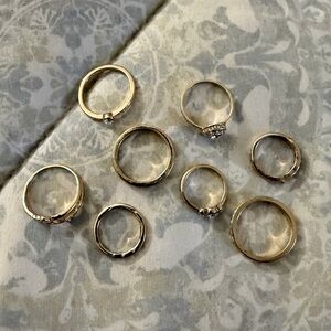 Pack of Gold Rings with Diamonds (8)